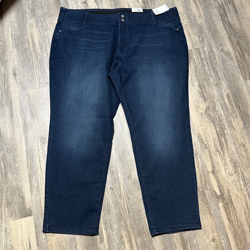 NINE WEST Women's Plus 24W Mid Rise Straight Leg Tummy Control Denim Jeans NEW